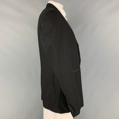LANVIN Taille 44 Manteau de sport à revers en laine noire