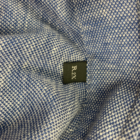 BERLUTI Size XXL Blue & White Cotton / Linen Button Down Long Sleeve Shirt