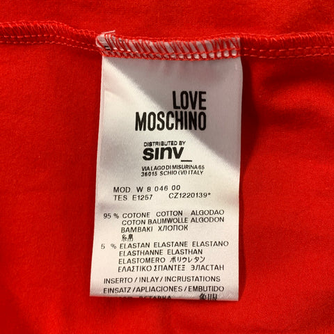 LOVE MOSCHINO Size 4 Red Black Cotton / Elastane Ruffled Pockets Buttoned Blouse