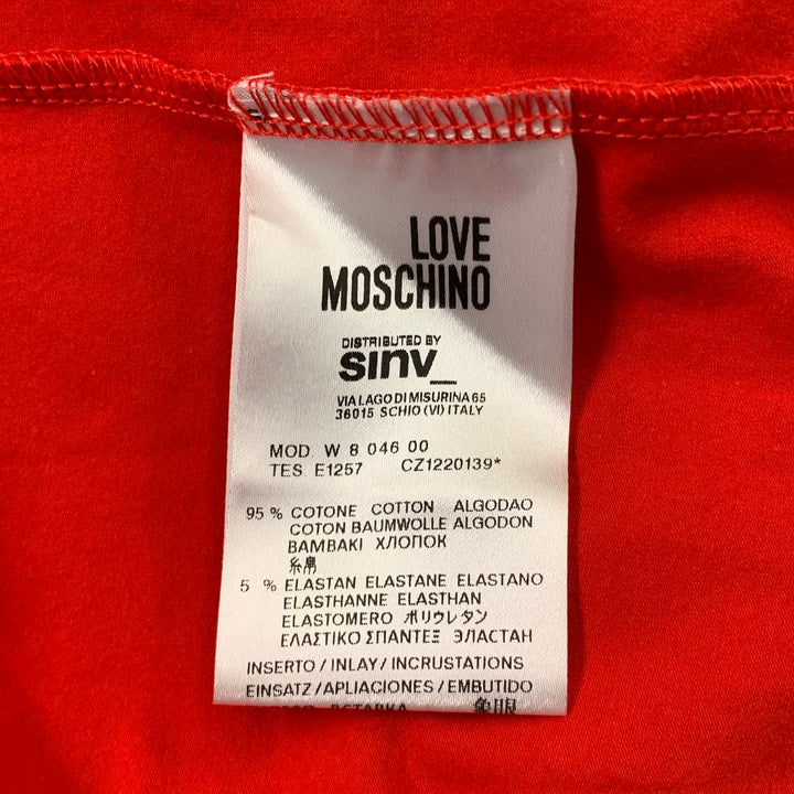 Vintage MOSCHINO COUTURE Size 6 Red & Black Graphic Print Rayon Short Sleeve Pullover