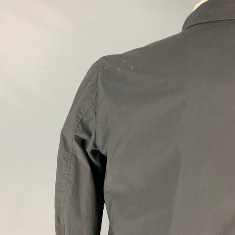 TEN C Talla L Chaqueta universitaria con bolsillo de parche y poliéster de algodón negro