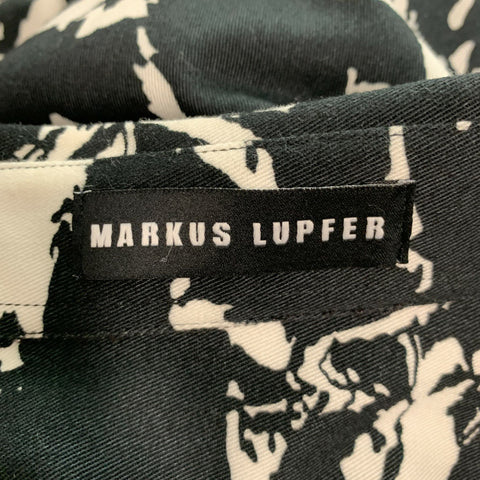 MARKUS LUPFER Size L Black White Print Cotton Button Up Long Sleeve Shirt