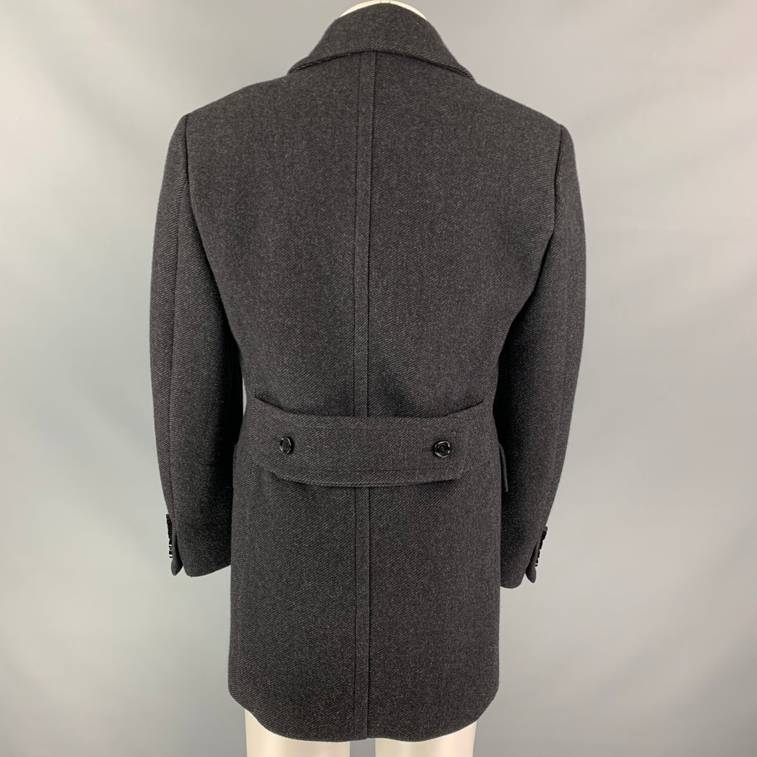 BURBERRY Size 38 Charcoal Grey Virgin Wool Peacoat