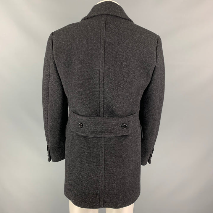 BURBERRY Size 38 Charcoal Grey Virgin Wool Peacoat