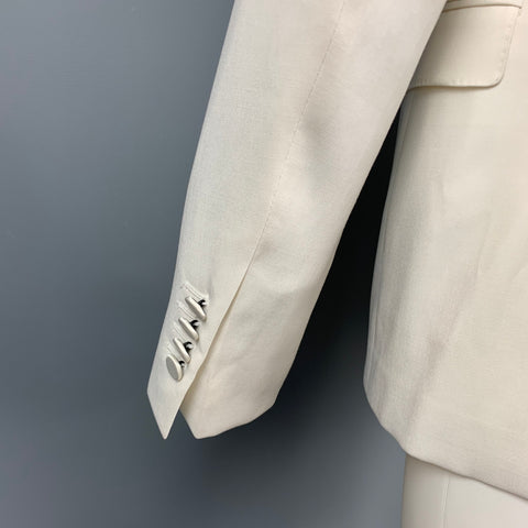 BURBERRY LONDON Size 40 Regular Beige Wool / Mohair Peak Lapel Sport Coat