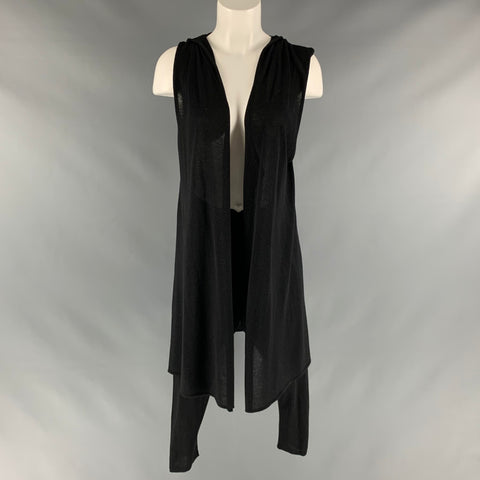 DENIS COLBAN Size S Black Cashmere  Silk Sleeveless Hoodie Pants Suit