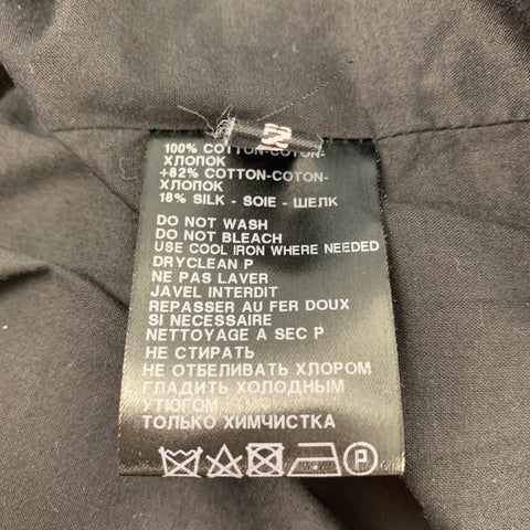 ANN DEMEULEMEESTER Size XL Charcoal & Black Peak Lapel Cotton Coat