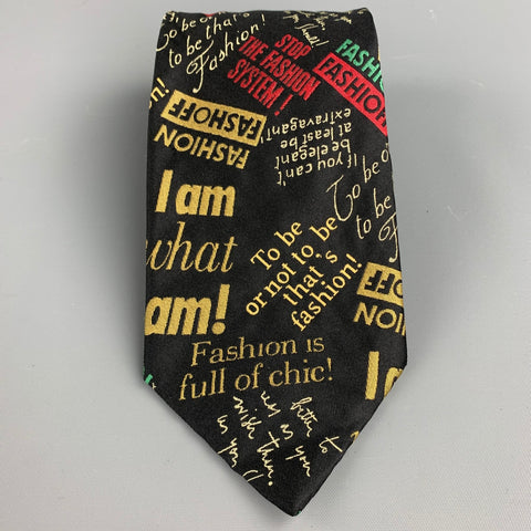 Vintage MOSCHINO - FASHION FASHOFF - Corbata de seda con estampado de escritura negra