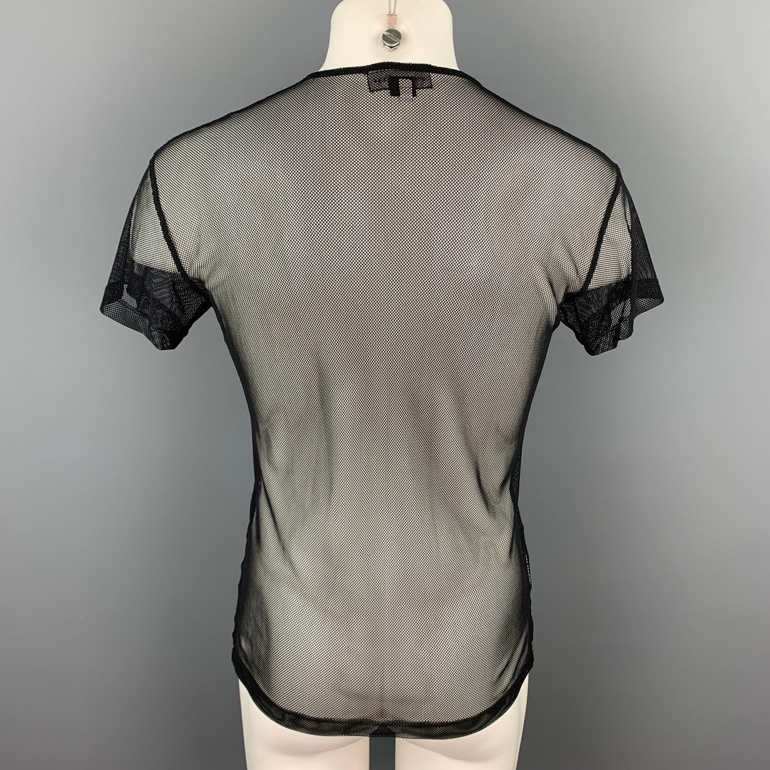 JOHN BARTLETT Talla S Camiseta negra de malla de poliamida / nailon con cuello redondo