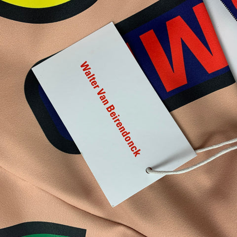 WALTER VAN BEIRENDONCK SS20 Size M Nude Green Graphic Nylon Jersey Bike Top