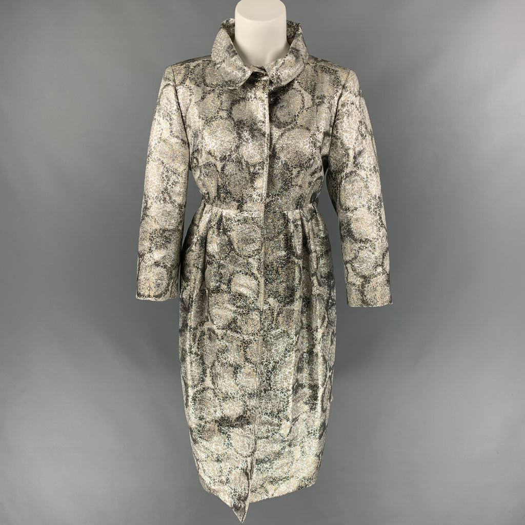 Early BURBERRY PRORSUM Size 6 Silver Metallic Jacquard Silk Blend