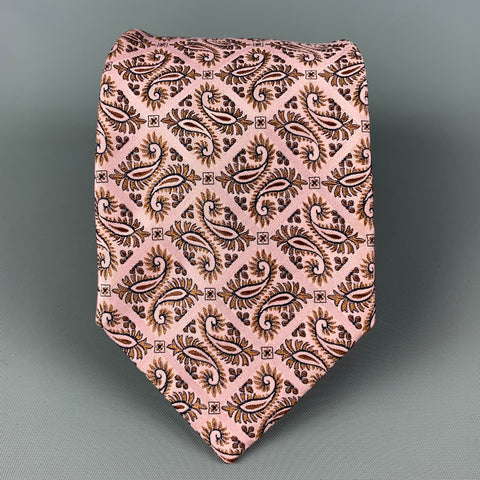 ERMENEGILDO ZEGNA Pink Brown Paisley Silk Tie