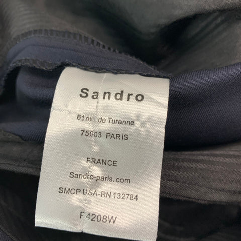 SANDRO Size 34 Navy Solid Wool Zip Fly Dress Pants