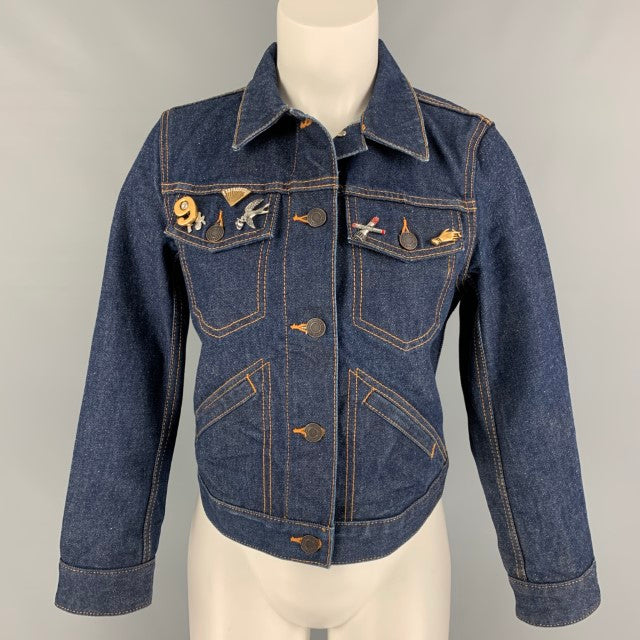 MARC JACOBS Size M Indigo Denim Contrast Stitch Cropped Jacket