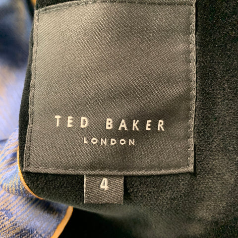 TED BAKER Size 42 Black Velvet Cotton Notch Lapel Sport Coat