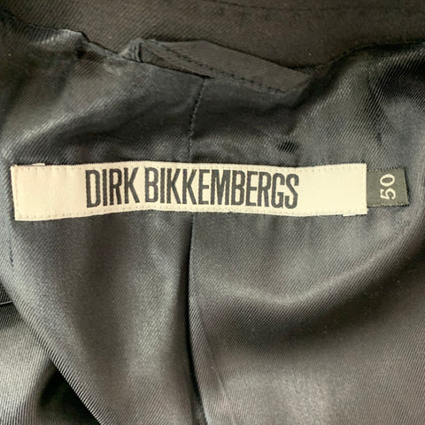DIRK BIKKEMBERGS  Size 40 Black Solid Wool  Elastane Notch Lapel Suit