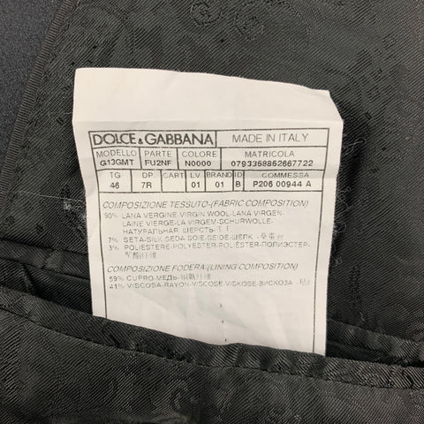 DOLCE & GABBANA Size 36 Black Wool Blend Notch Lapel Tuxedo 3 Piece Suit