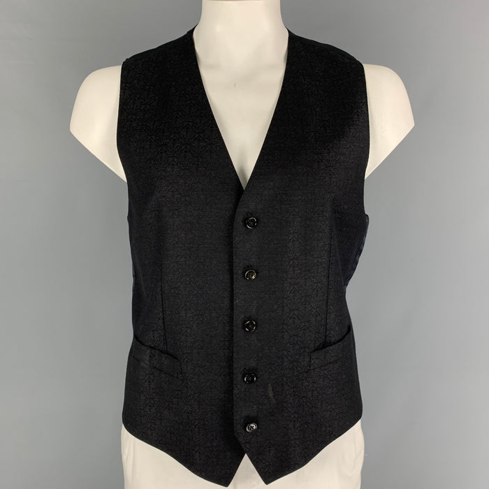 DOLCE &amp; GABBANA Talla 44 Chaleco abotonado de lana jacquard negro