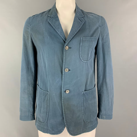 COMME des GARCONS HOMME PLUS Size M Blue Distressed Cotton Jacket