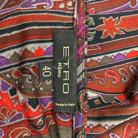 ETRO Taille 4 Haut décontracté sans manches en rayonne rouge marron Paisley