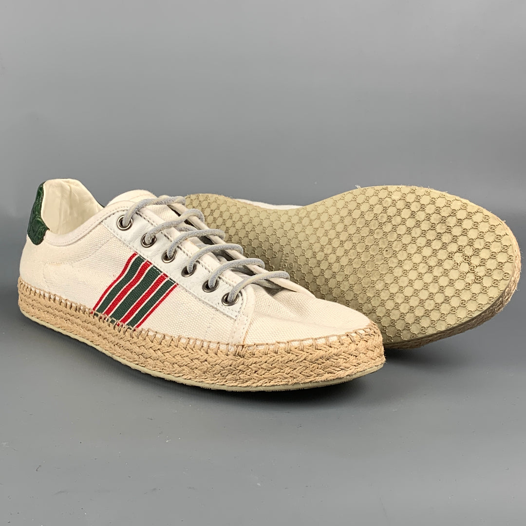 Vintage GUCCI Size 8 Multi-Color Stripe Canvas Espadrille Sneakers