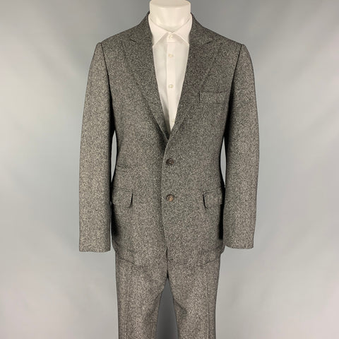 BRUNELLO CUCINELLI Size 44 Regular Grey Virgin Wool / Silk Peak Lapel Suit