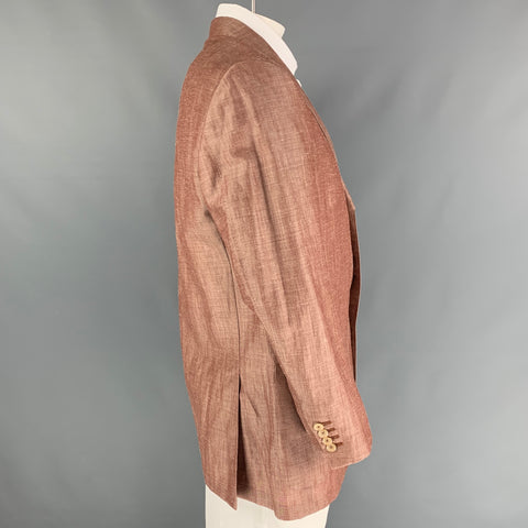 ERMENEGILDO ZEGNA Size 44 Brick Cream Wool Blend Notch Lapel Sport Coat
