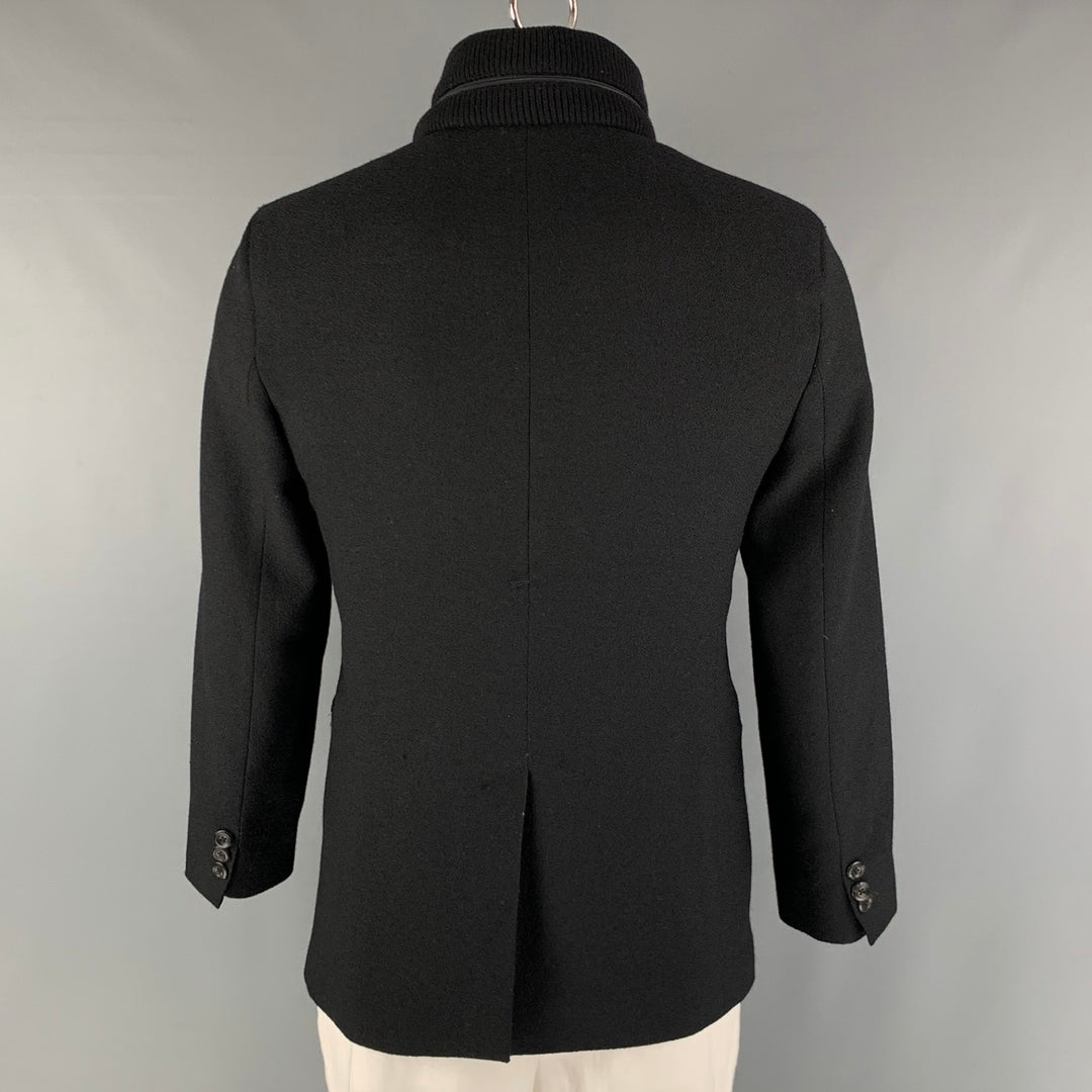 EMPORIO ARMANI Talla 42 Chaqueta de lana virgen texturizada negra