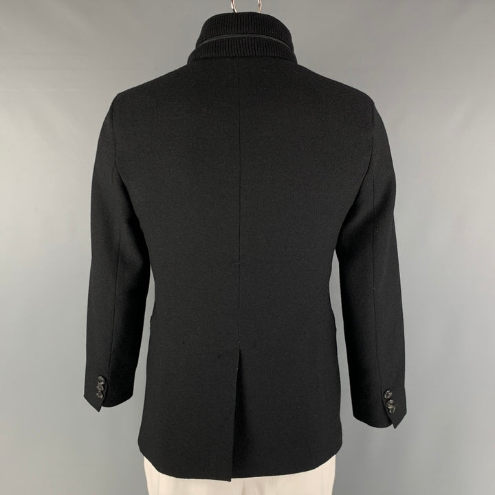 EMPORIO ARMANI Size 42 Black Textured Virgin Wool Jacket