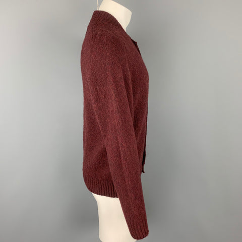 HOWLIN Size M Burgundy Knitted Wool Buttoned Cardigan Sweater
