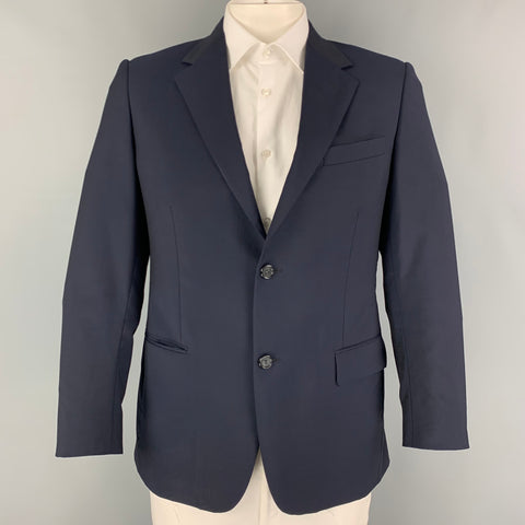 PRADA Size 42 Navy Wool Mohair Single Breasted Sport Coat