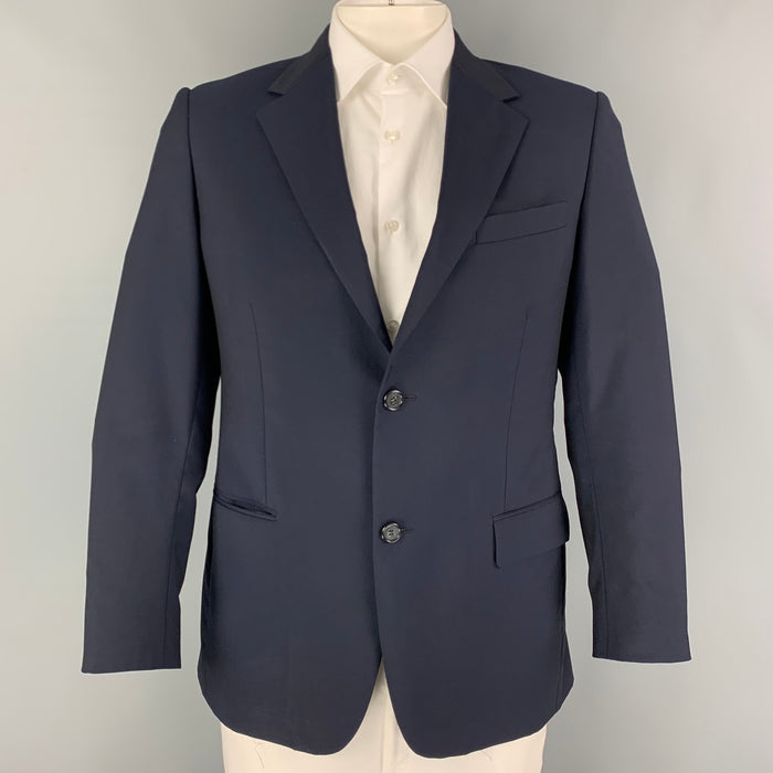 PRADA Size 42 Navy Wool Mohair Single Breasted Sport Coat