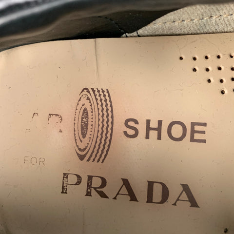 PRADA Size 10.5 Black Leather Drivers Lace Up Shoes