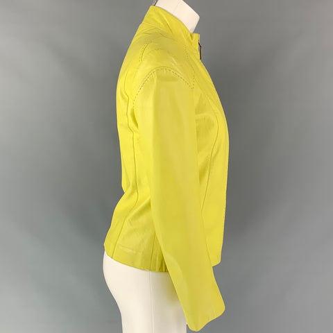Vintage VERSUS by GIANNI VERSACE Size 4 Yellow Leather Jacket