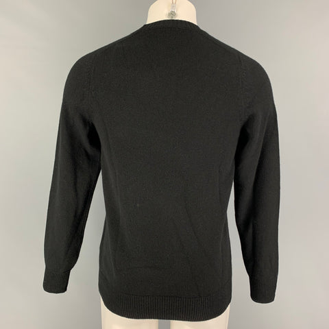 ALEXANDER MCQUEEN Size S Black Applique Cashmere Crew-Neck Sweater