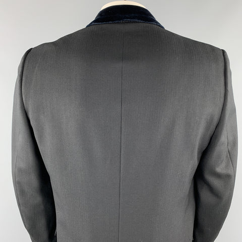 Vintage KUPPENHEIMER Size S Black Wool Peak Lapel Long Coat