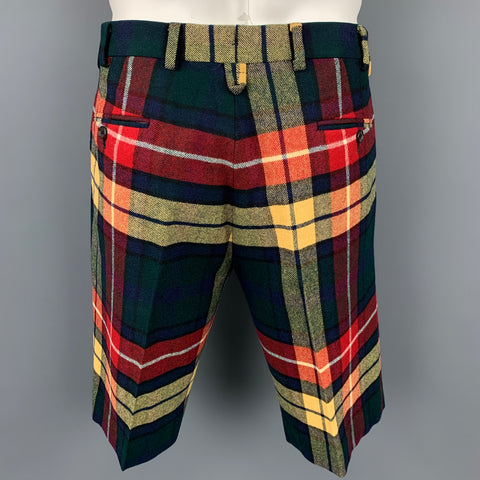 BLACK FLEECE Size 44 Multi-Color Plaid Wool Zip Up Jacket & Shorts Set