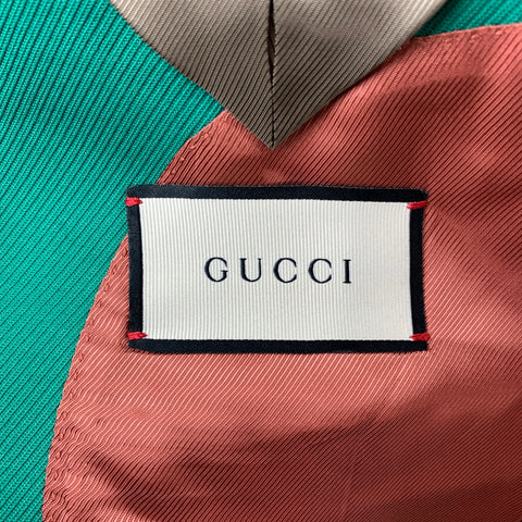 GUCCI by Alessandro Michele Size 36 Green Cotton Peak Lapel Sport Coat