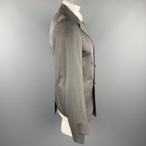 COMME des GARCONS HOMME PLUS Size L Grey & Blue Nailhead Wool / Polyester Sport Coat