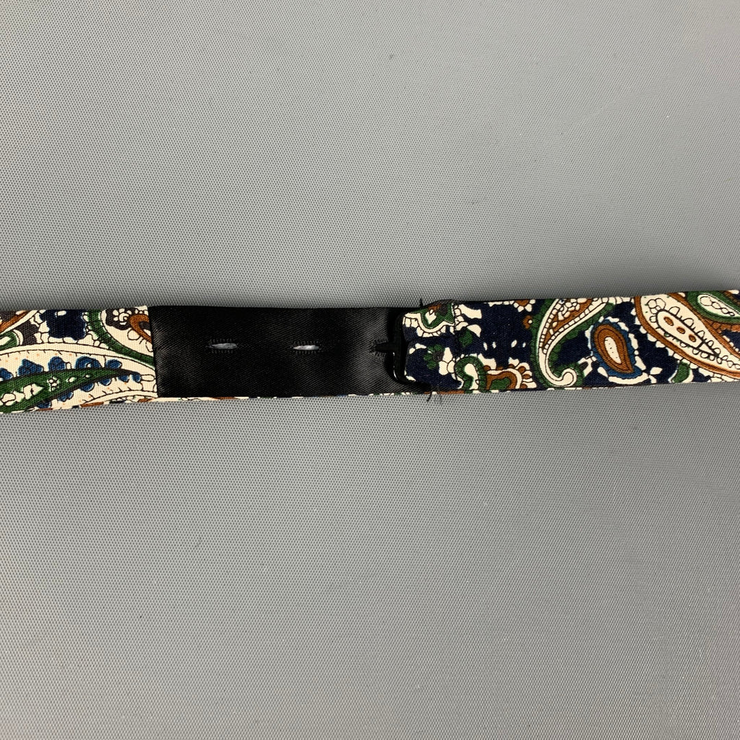 VINTAGE Navy Multi-Color Paisley Cotton Bow Tie