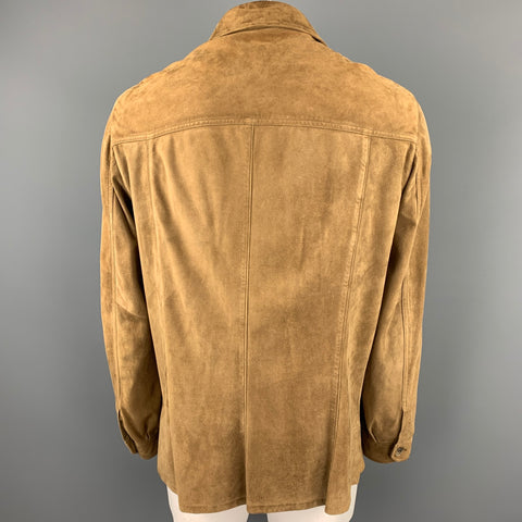 HUGO BOSS Taille 44 Veste chemise boutonnée en daim beige