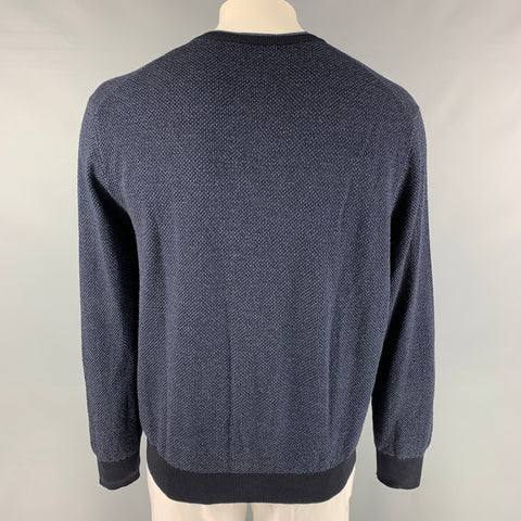 ERMENEGILDO ZEGNA Size XXL Navy Wool Blend V-Neck Pullover