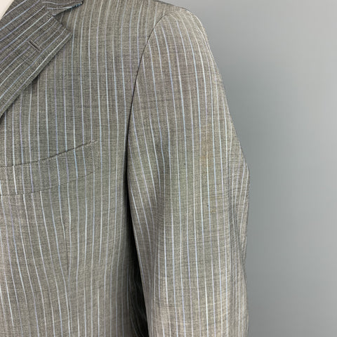 ETRO Talla 38 Traje regular de solapa de muesca de lana / mohair a rayas grises
