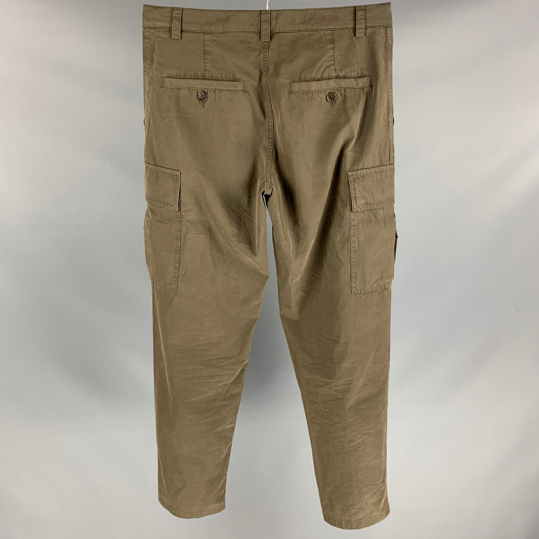 ASPESI Size 32 Olive Cotton Cargo Pockets Casual Pants