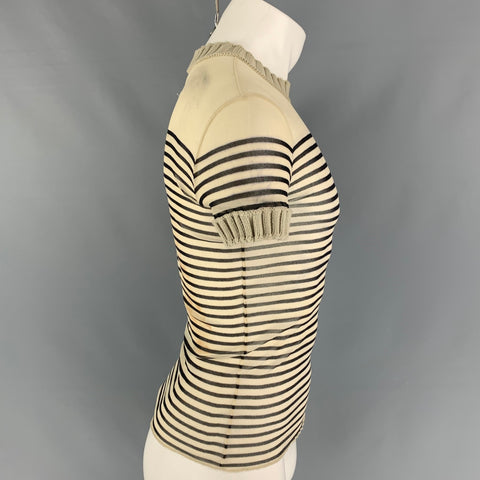Vintage JEAN PAUL GAULTIER Size S Beige Black Stripe Polyamide Nautical Pullover