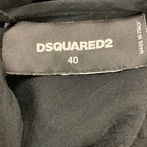 DSQUARED2 Talla 4 Top de vestido negro sin mangas con volantes