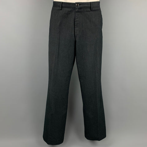 DRIES VAN NOTEN Size 44 Regular Charcoal Cotton / Wool Peak Lapel Suit