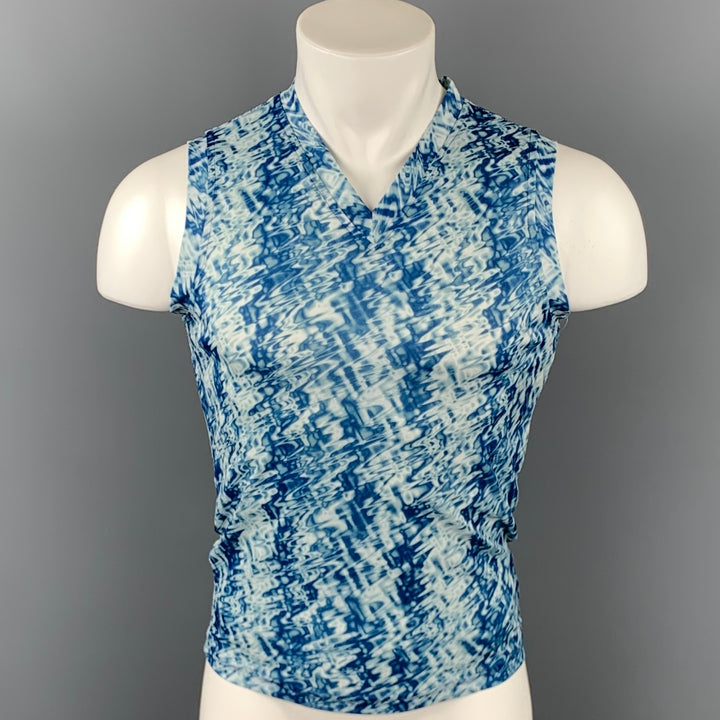 F8 Size S Blue Abstract Polyester Sleeveless T-shirt