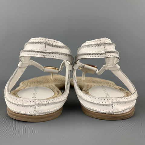 DIANE VON FURSTENBERG Talla 9.5 Sandalias de alpargata de cuero blanco