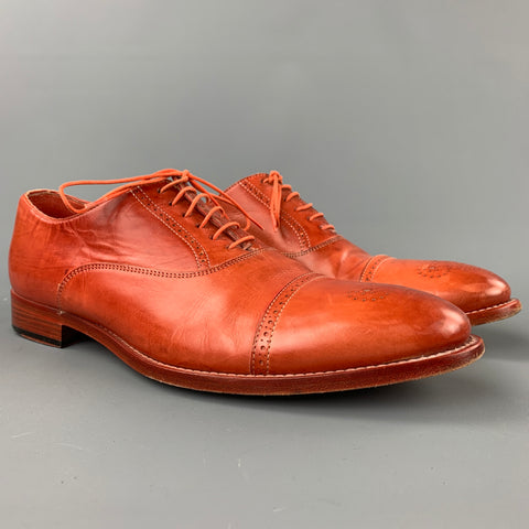 PAUL SMITH Taille 10,5 Chaussures à lacets en cuir perforé brique